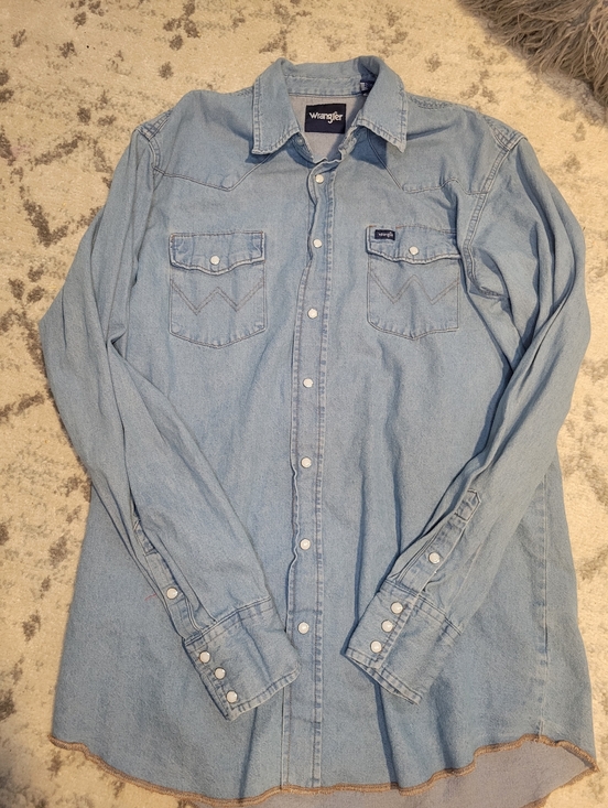 Wrangler Other - Wrangler Light Blue Denim Western Button-Down Shirt